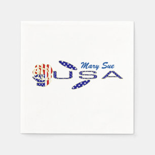Serviette En Papier Rose Drapeau USA Bleu Personnalisé