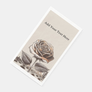 Serviette En Papier Rose du désert, fleur botanique vintage