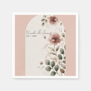 Serviette En Papier Rose du désert Fleurs roses de verdure Mariage de 