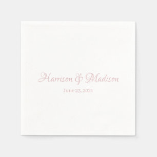 Serviette En Papier Rose dusté personnalisé Script Couple Nom Mariage 