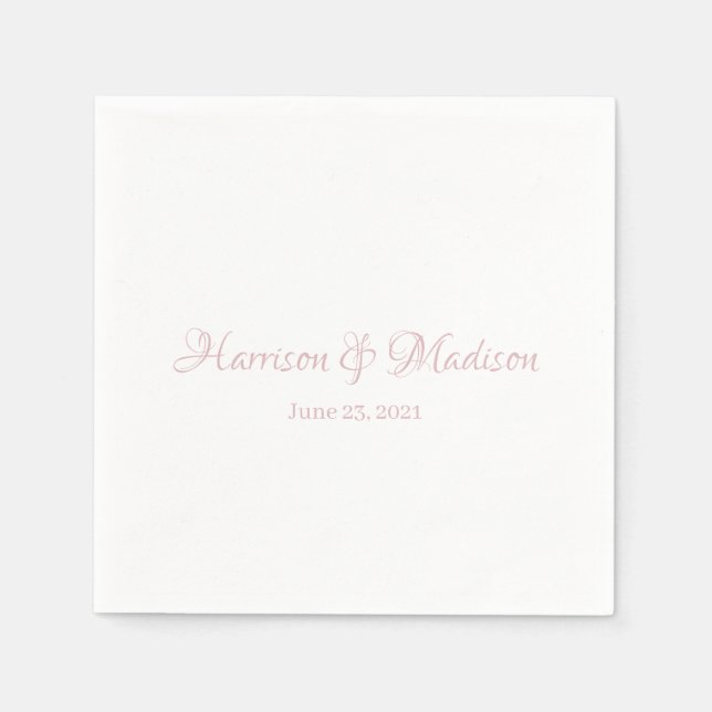Serviette En Papier Rose dusté personnalisé Script Couple Nom Mariage  (Devant)