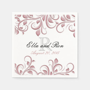 Serviette En Papier Rose Dusty Monogram Swirl Mariage Modèle Napkin
