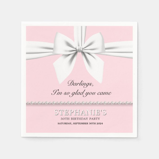 Serviette En Papier Rose élégant Tiffany Anniversaire Vaisselle (Devant)