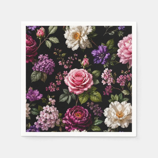 Serviette En Papier Rose en velours noir (Devant)