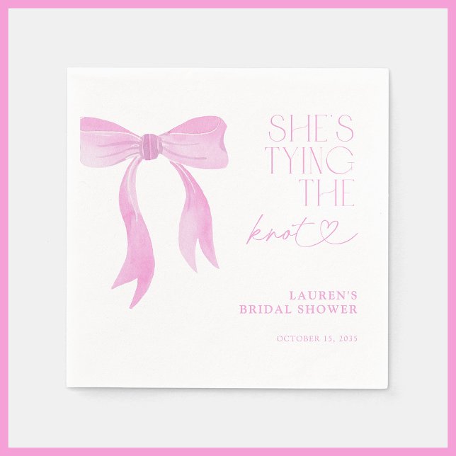 Serviette En Papier Rose enrubannée: Elle se marie - Réception de mari (Créateur téléchargé)