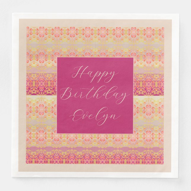 Serviette En Papier Rose Et Corail Clair (Devant)