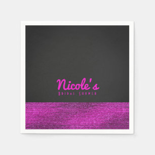 Serviette En Papier Rose et gris pailletés moderne glamour élégant chi