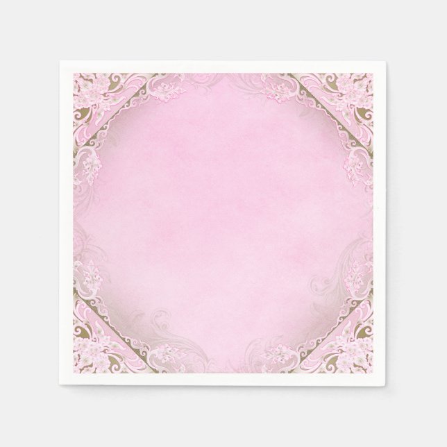 Serviette En Papier Rose et or élégants (Devant)