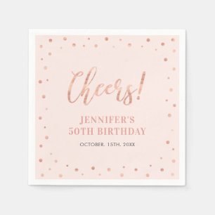 Serviette En Papier Rose et or rose   Fête d'anniversaire adulte Confe