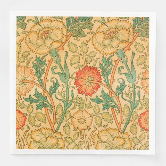 Serviette En Papier Rose et Rose par William Morris (Devant)