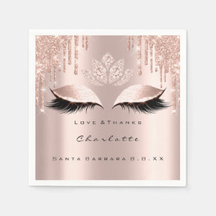 Serviette En Papier Rose Eyes Parties scintillant or gouttes étincelle