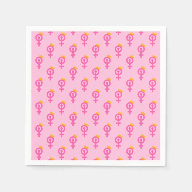 Serviette En Papier Rose Féministe (Devant)
