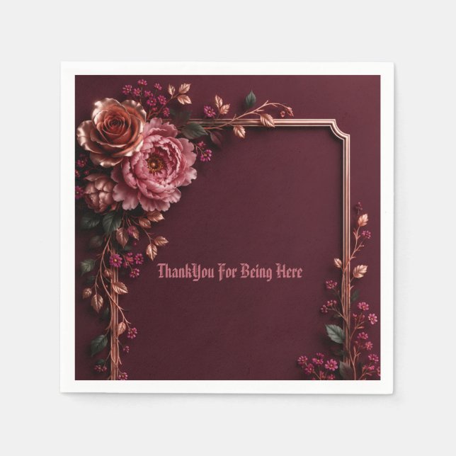 Serviette En Papier Rose Fleur Pourpre (Devant)