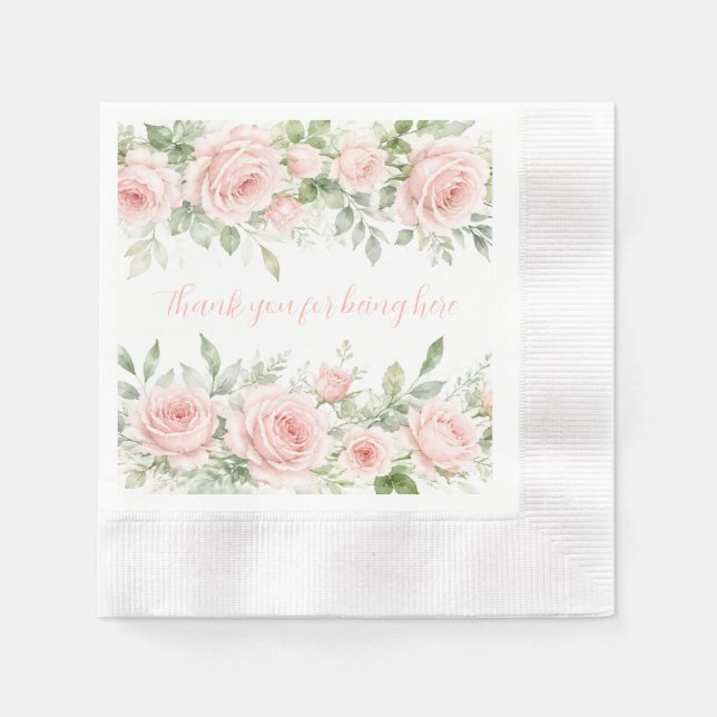 Serviette En Papier Rose Floral Pâle (Devant)