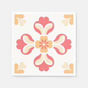 Serviette En Papier Rose Floral Pêche