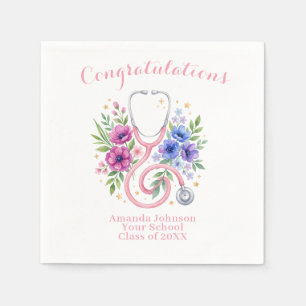 Serviette En Papier Rose Florale Rose de Remise des Diplômes