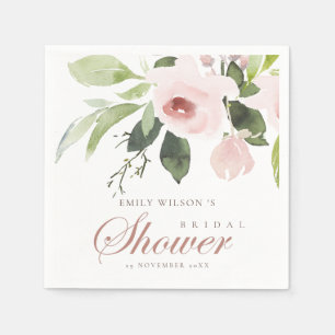 SERVIETTE EN PAPIER ROSE FLORALE SUBTILEMENT ROSE PÂLE POUR MARIAGE