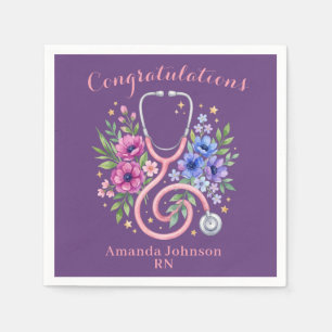 Serviette En Papier Rose Florale Violette Diplômé