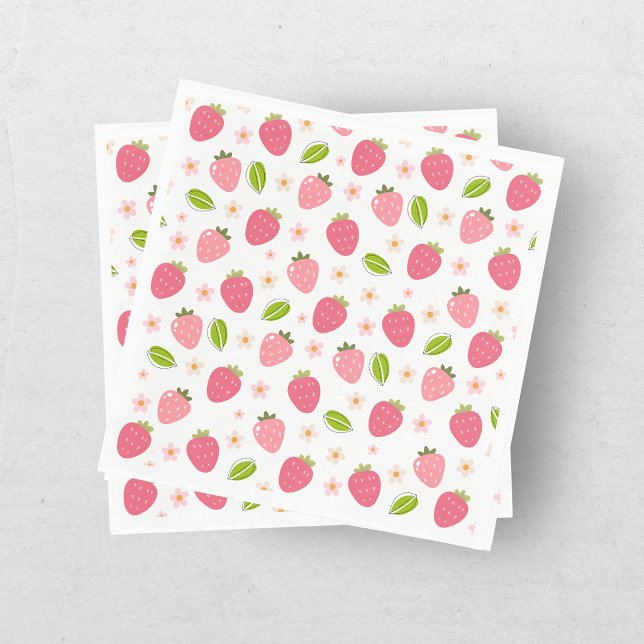 Serviette en papier rose fraise mignonne pour l'an (Créateur téléchargé)