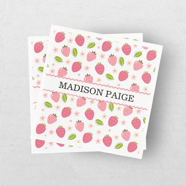 Serviette en papier rose fraise mignonne pour l'an (Créateur téléchargé)