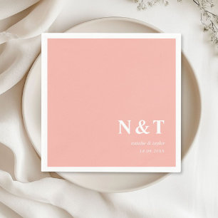 Serviette En Papier rose-fusée monogramme