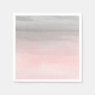 Serviette En Papier Rose gêné Gris Moderne Aquarelle Ombre Chic