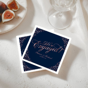 Serviette En Papier Rose Gold Bleu Nous sommes fiancés Fête de fiançai