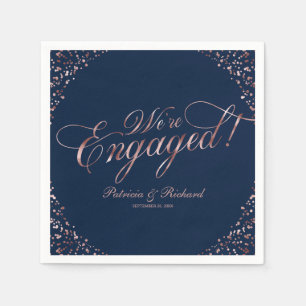 Serviette En Papier Rose Gold Blue Nous sommes engagés Engagement Part
