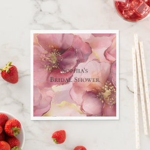 Serviette En Papier Rose Gold Burgundy Floral