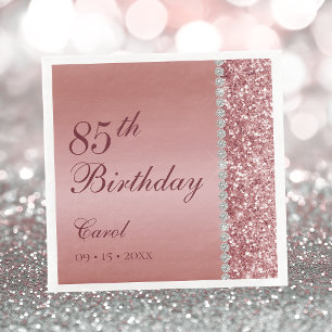 Serviette En Papier Rose Gold Élégant 85e Anniversaire