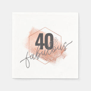 Serviette En Papier Rose Gold et Grey 40 & Fabulous Modern Chic