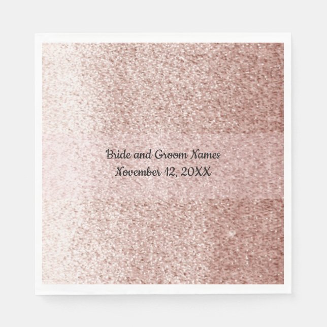 Serviette En Papier Rose Gold Faux Parties scintillant Pink Band (Devant)