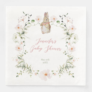 Serviette En Papier Rose Gold Floral Baby Baby shower lapin
