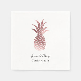 Serviette En Papier Rose Gold Foil Ananas Mariage Cocktail Napkins