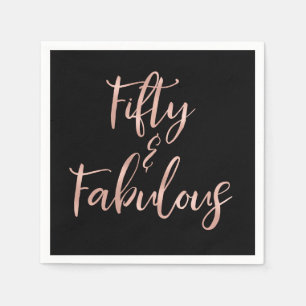 Serviette En Papier Rose Gold Foil Cinquante et fabuleux