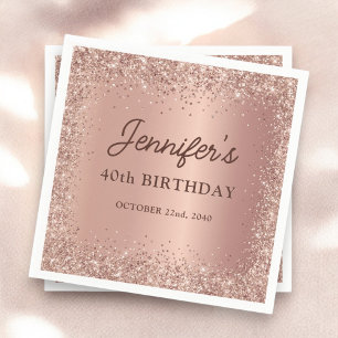 Serviette En Papier Rose Gold Foil Parties scintillant 40e anniversair