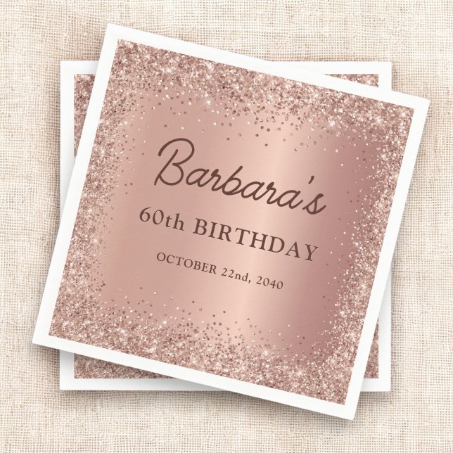 Serviette En Papier Rose Gold Foil Parties scintillant 60e anniversair (Créateur téléchargé)