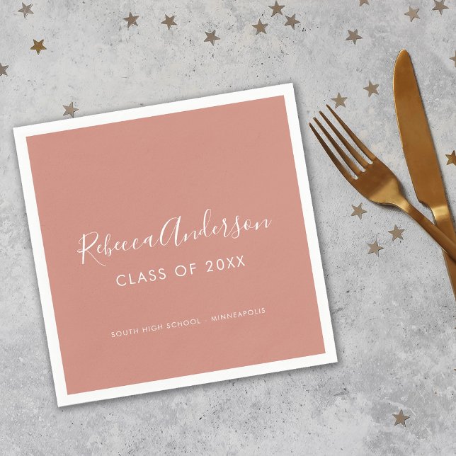 Serviette En Papier Rose Gold Graduation Class of 2023 Calligraphy (Créateur téléchargé)