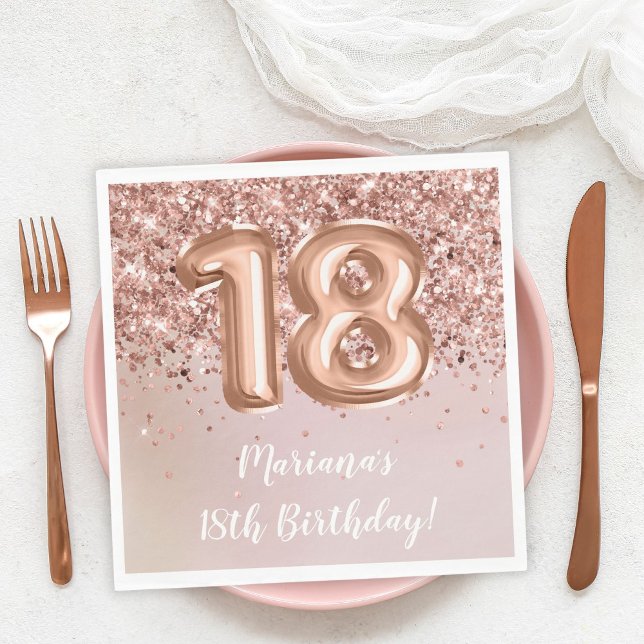Serviette En Papier Rose Gold Kids Girl 18e fête d'anniversaire (Créateur téléchargé)