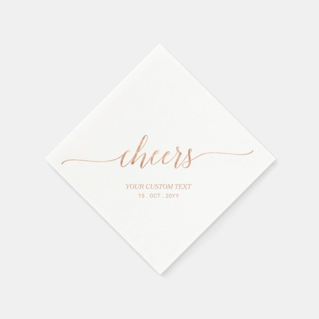 Serviette En Papier Rose Gold | Lettre élégante et stylée Cheers Event (Coin)