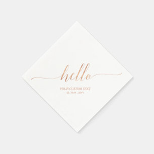 Serviette En Papier Rose Gold   Lettrine élégante et stylée Bonjour Fê