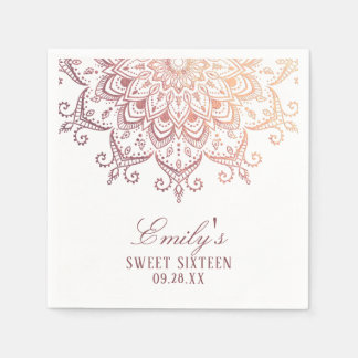 Serviette En Papier Rose Gold Mandala Sweet 16