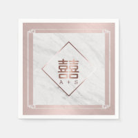 Rose Gold & Marbre blanc Mariage chinois moderne