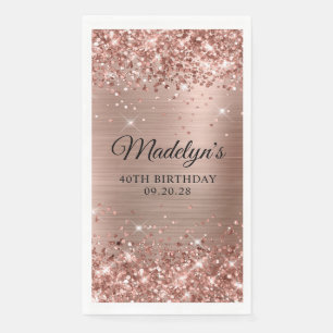 Serviette En Papier Rose Gold Pailleté 40e Anniversaire