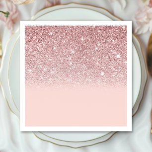 Serviette En Papier Rose Gold Pailleté Blush Rose Ombre