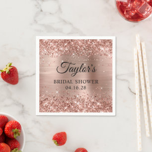 Serviette En Papier Rose Gold Pailleté Personnalisé pour une Mariée