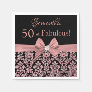 Serviette En Papier Rose Gold Parties scintillant Floral Damask 50e an
