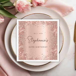 Serviette En Papier Rose Gold Parties scintillant Foil 30e anniversair