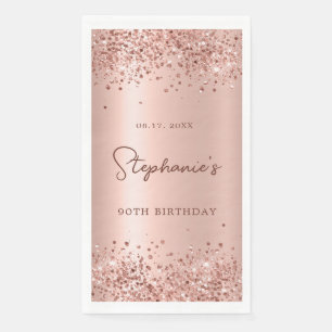 Serviette En Papier Rose Gold Parties scintillant Foil 90e anniversair
