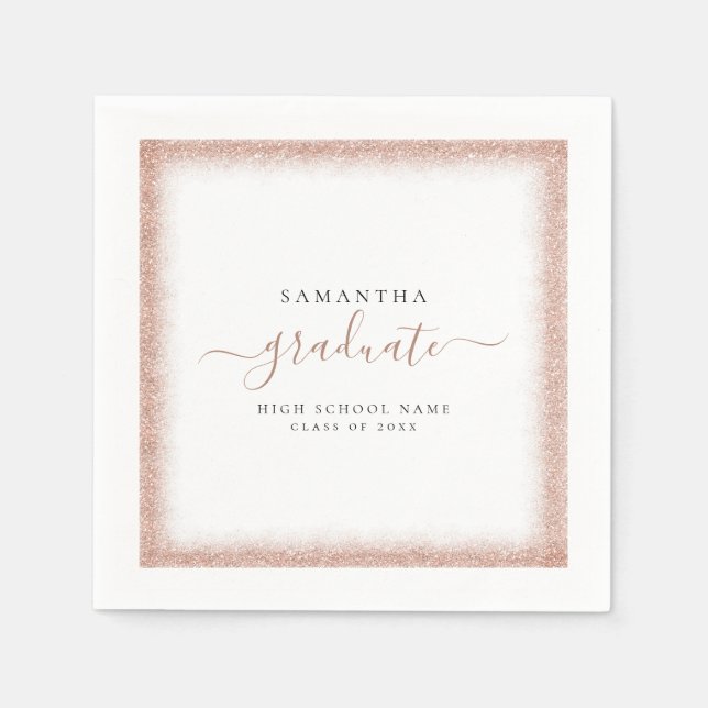 Serviette En Papier Rose Gold Parties scintillant Nom du cadre Partie  (Devant)